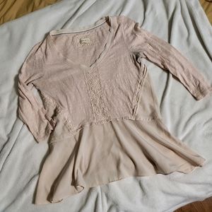 Meadow Rue blouse light pink cream women's small Anthropologie